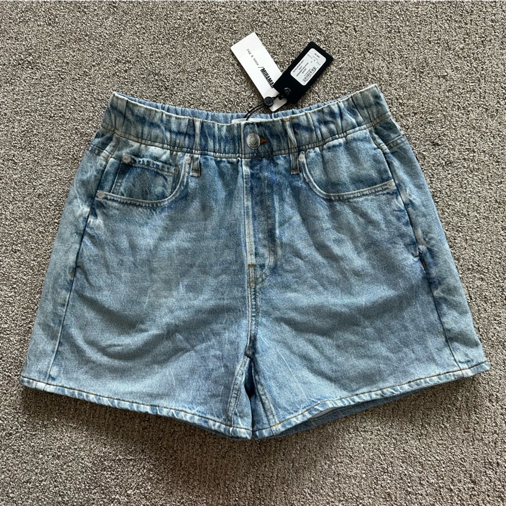 rag & bone Washed Light Blue High-Rise Denim Shorts